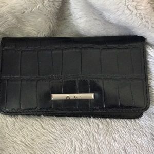 M.C. Black Croc Embossed Leather Wallet